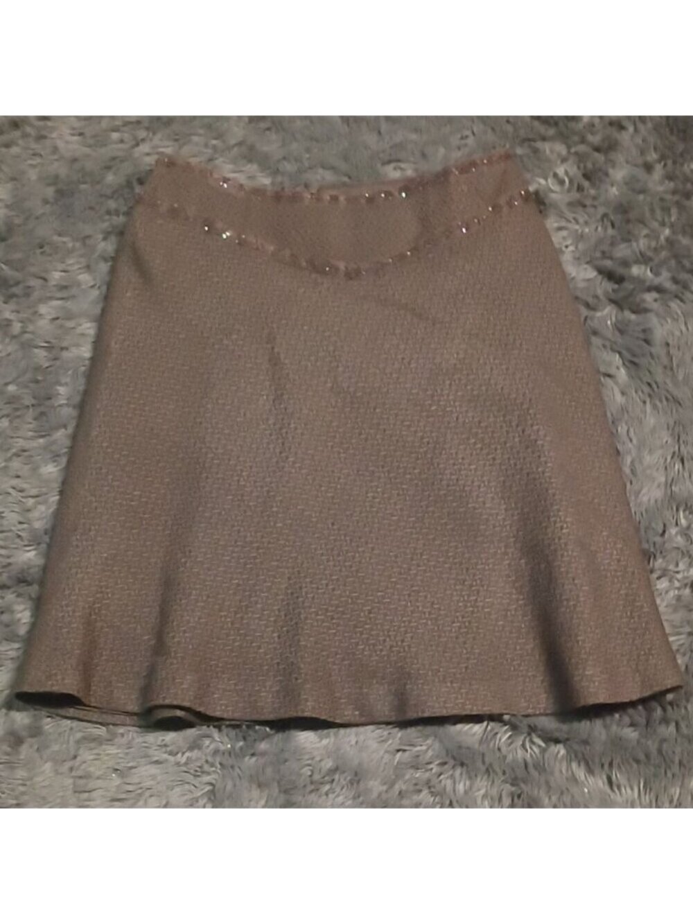 Worthington Women's Brown Tweed Beaded A-Line Knee Length Skirt Size 10 Lined